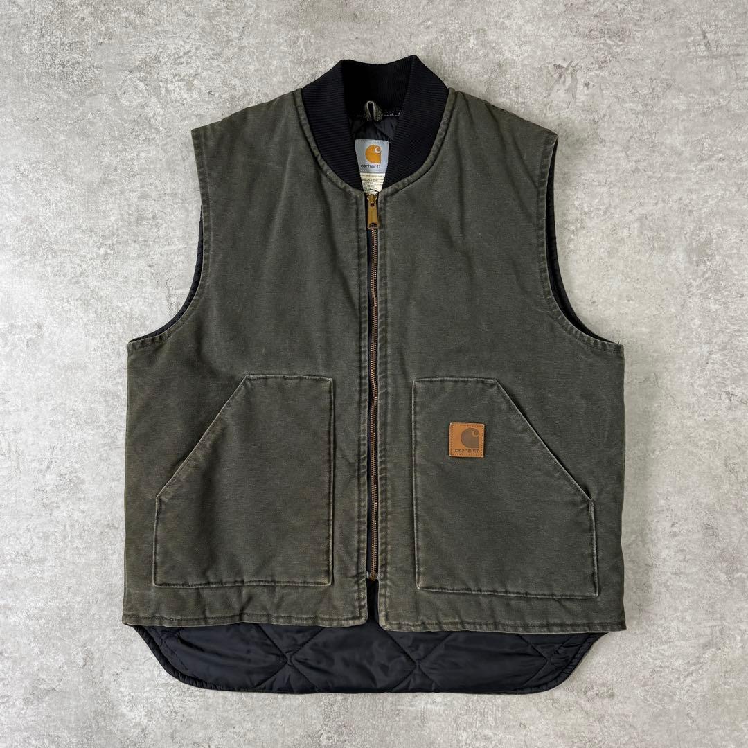 アルフ０８０６様 カーハート【L】 00s USA製 ダックベスト モスグリーン