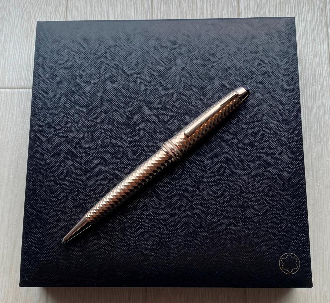 美品 モンブラン シャンパゴールド ソリティアメタル ジオメトリック ボールペン