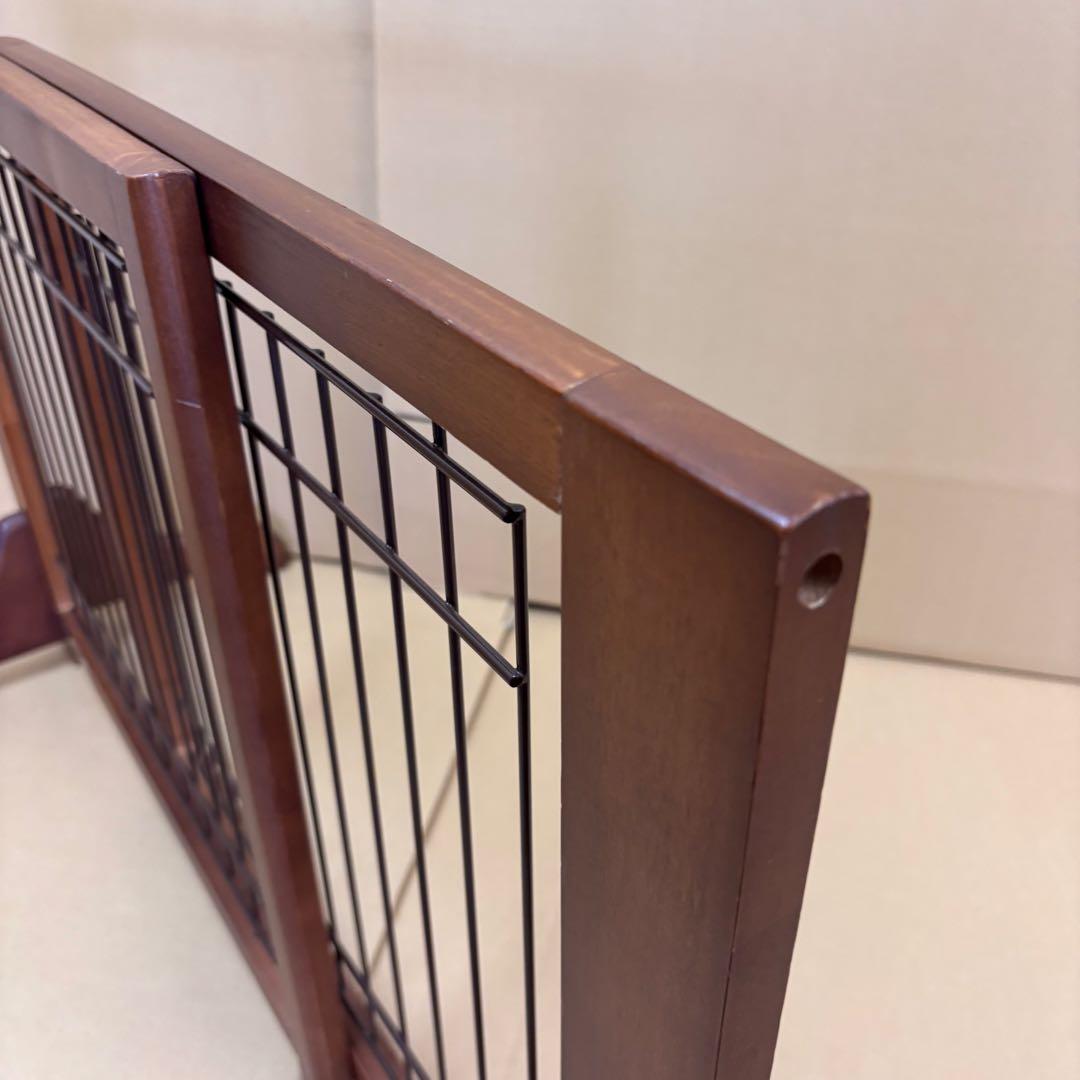 Petio 木製置くだけゲート ダークブラウン