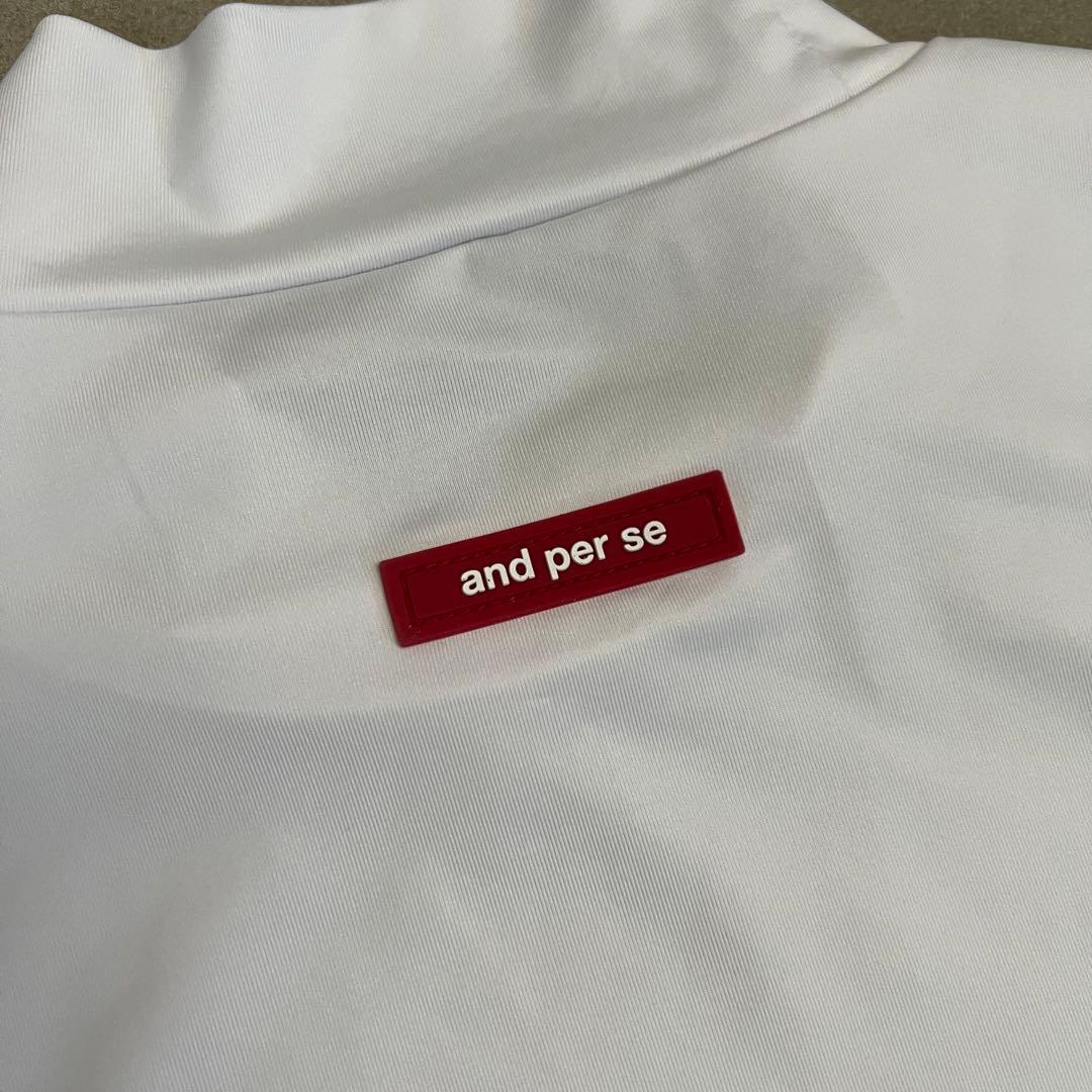 and per se アンパスィ　モックネック　長袖シャツ　L ロゴ　ゴルフ