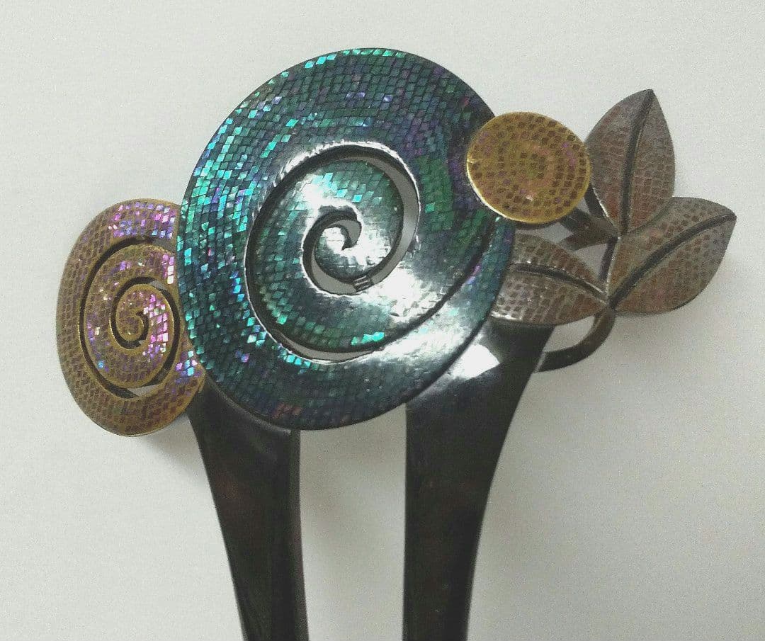 【永光作】本鼈甲 螺鈿簪 銘あり 美品