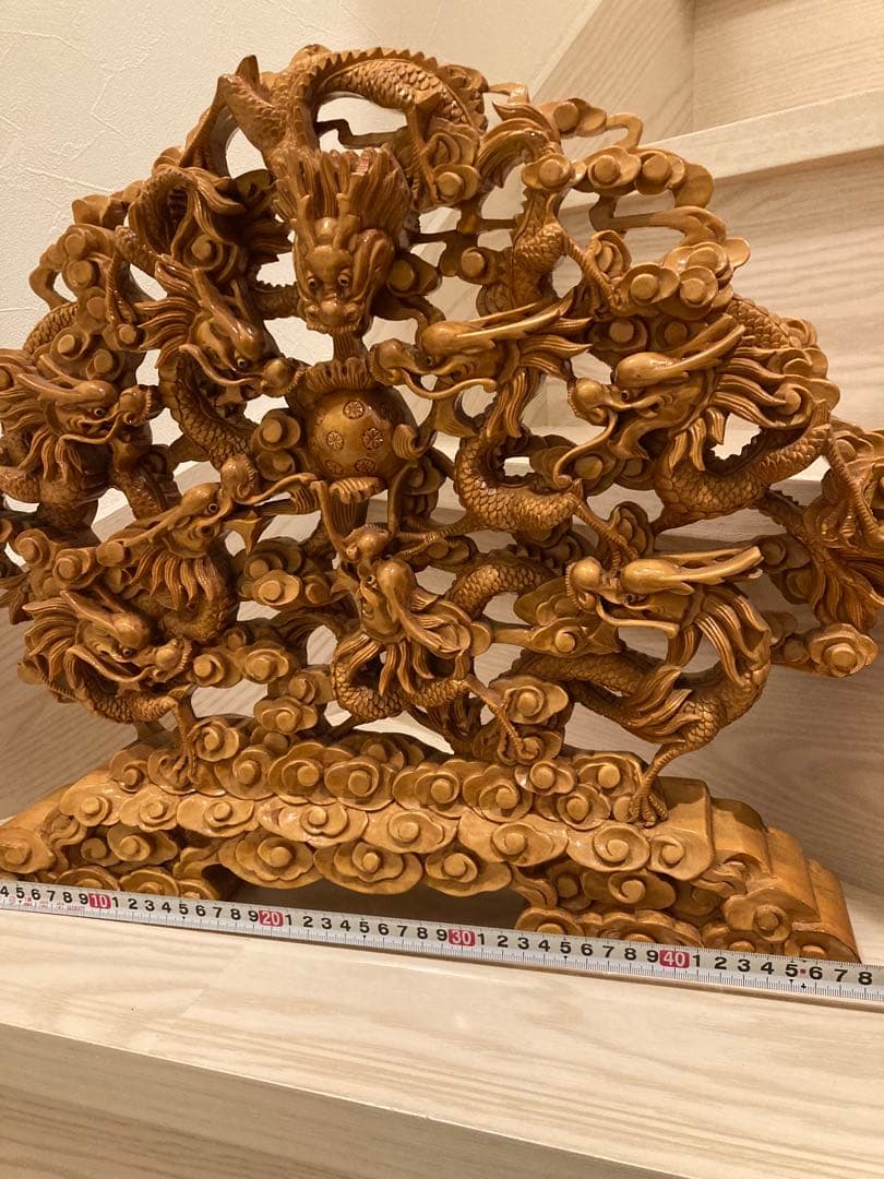 木彫り　一刀彫　9龍　一級品　骨董品