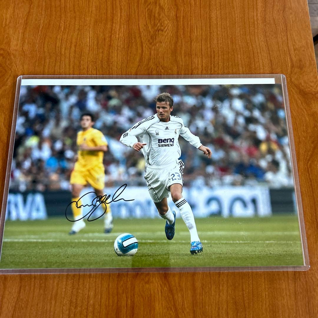 サッカー　デイビッドベッカム　レアルマドリード　証明書付き 直筆サイン入りフォト