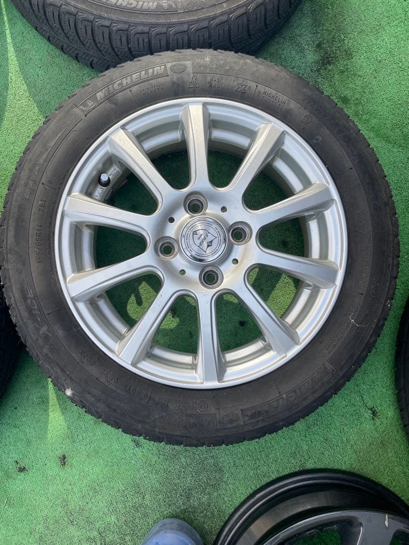 14インチ シルバー 5スポークホイールセット スタッドレス 155/65R14