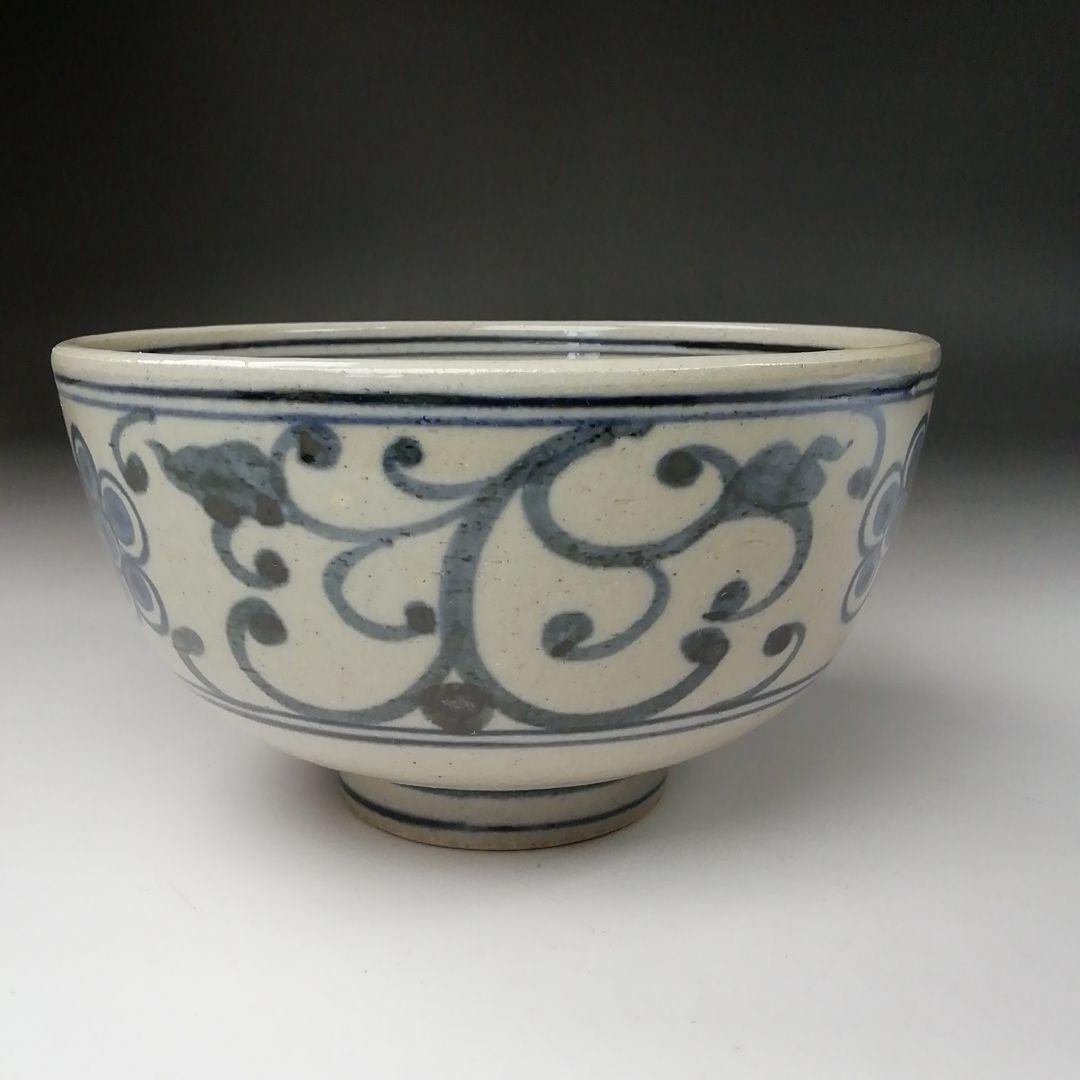 Ｔ４４３　茶碗　『安南写　梅唐草』『膳所焼』『淡海ぜぜ　陽炎園造』　共箱　茶道具