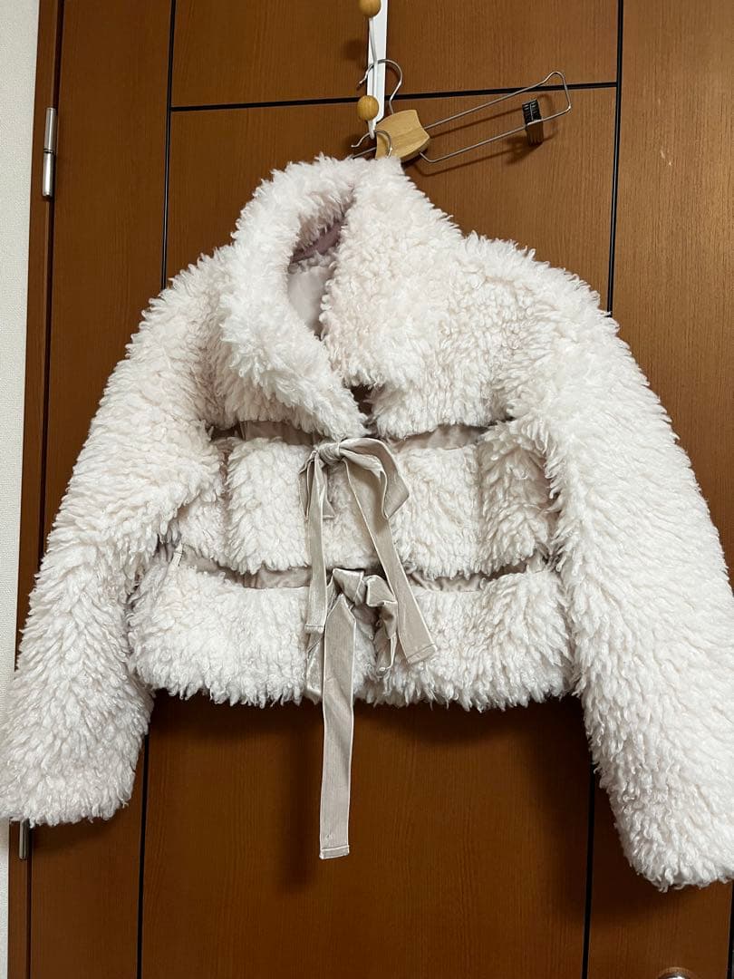 SNIDEL リボンボアショートコート