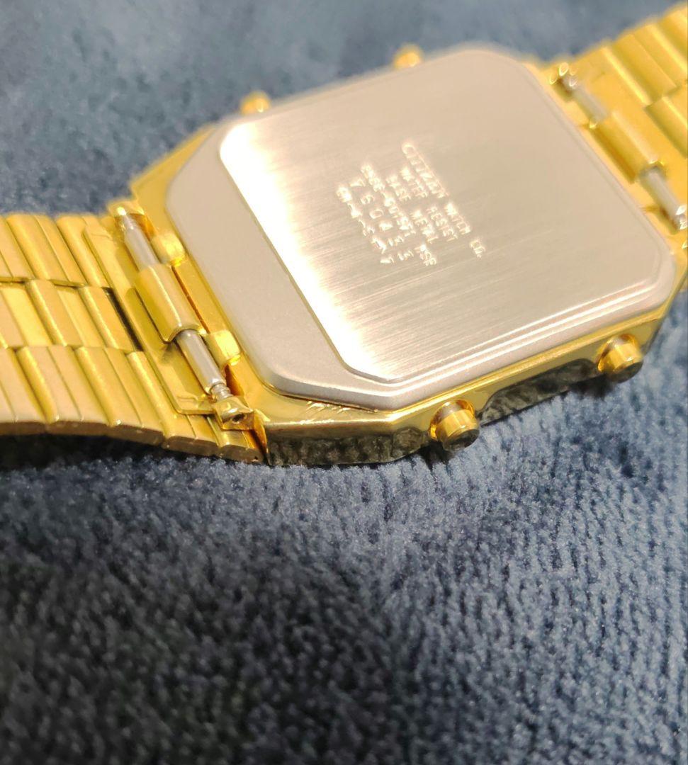 CITIZEN　アナデジテンプ　ゴールド色　8988 　稼働品
