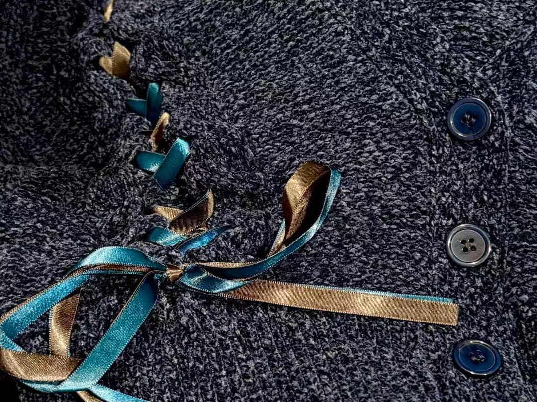 即完売品 新作 新品 HARE モールレースアップカーディガン ブルー