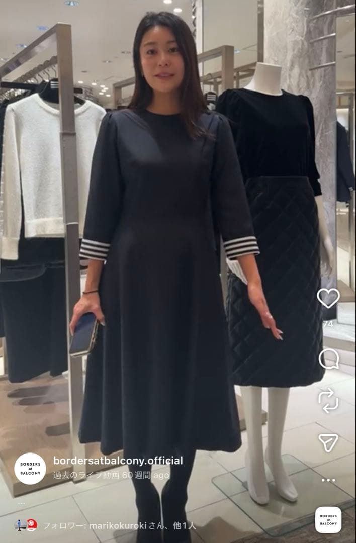 【最終価格】W FRONT WOOL DRESS ネイビー　38