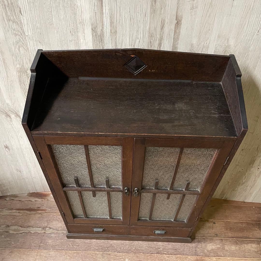 アンティーク ガラス戸棚 キャビネット 飾り棚 古家具 骨董棚 和製アンティーク