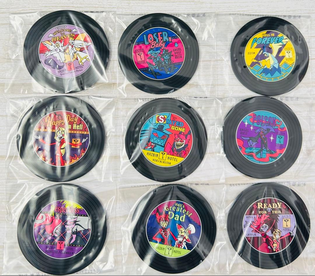 全9種コンプリート【一番くじG賞/レコード風ラバーコースター】ハズビン•ホテル