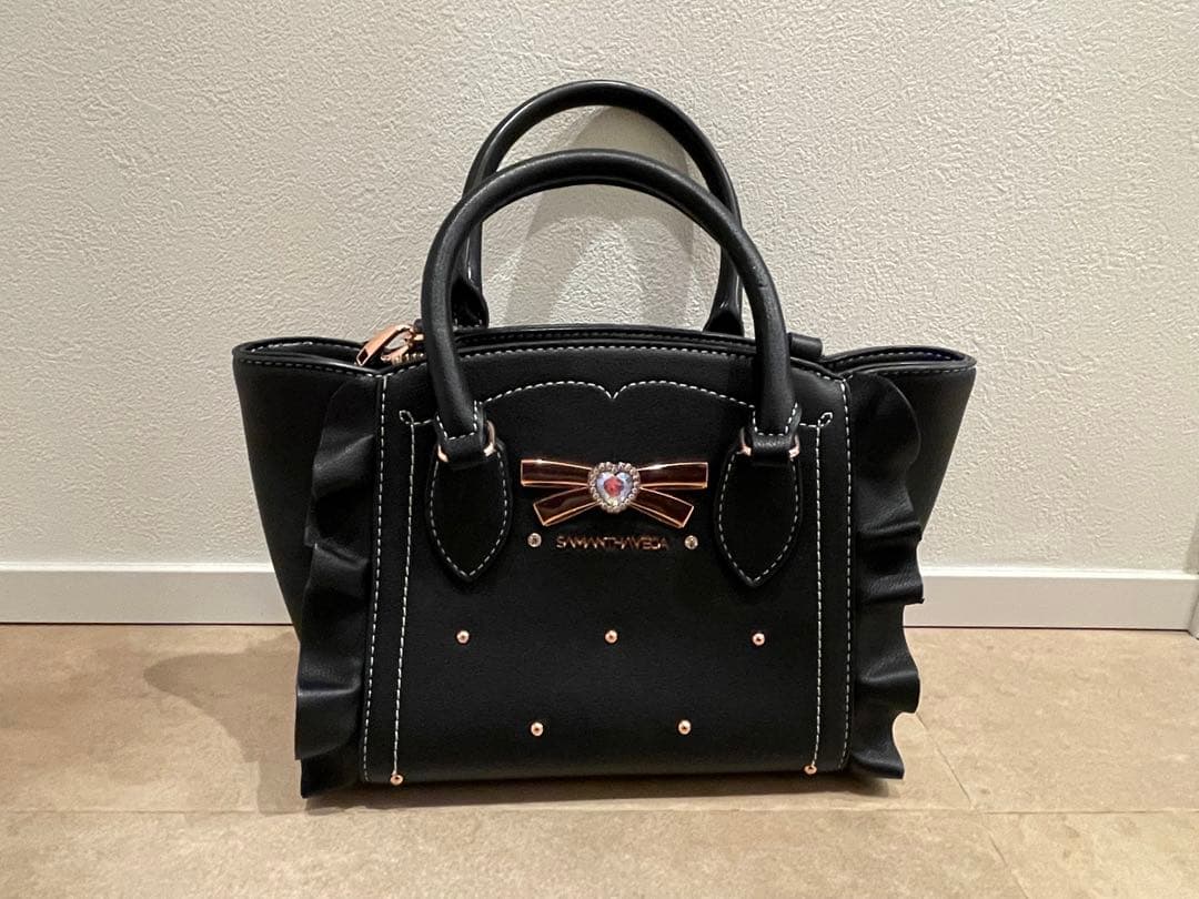 サマンサベガ ビジューリボンフラッター ミニ 2WAY ブラック