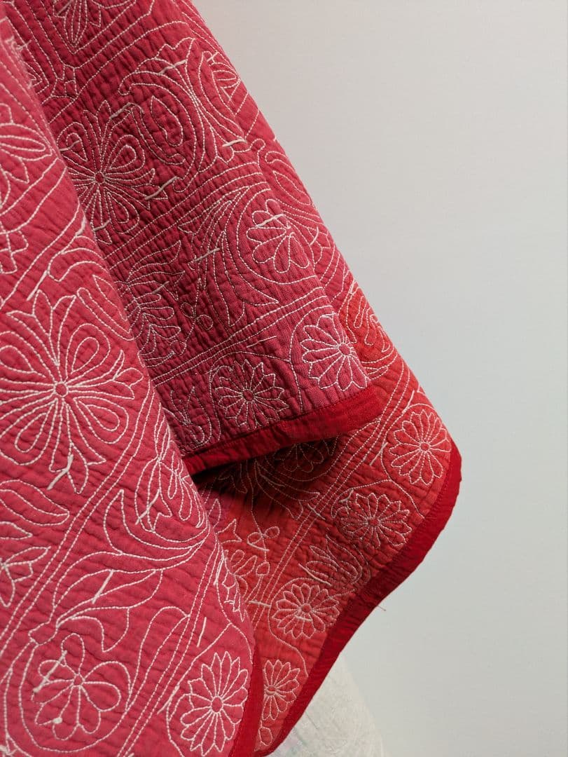 #167 ヴィンテージ ラリーキルト / カンタキルト ソファカバー /ラグ 赤