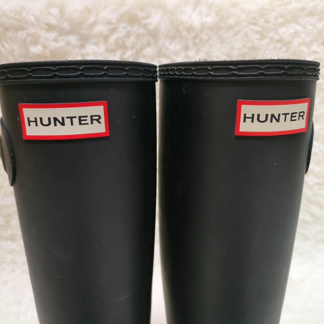 【美品】HUNTER レディース 長靴 バックル付き ブラック 23cm