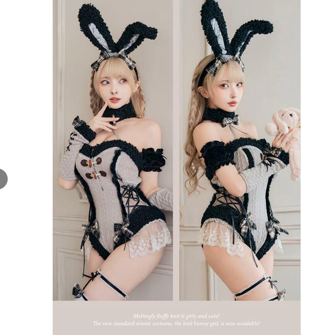 Malymoon マリームーン メルトニットバニー グレー×ブラック Sサイズ