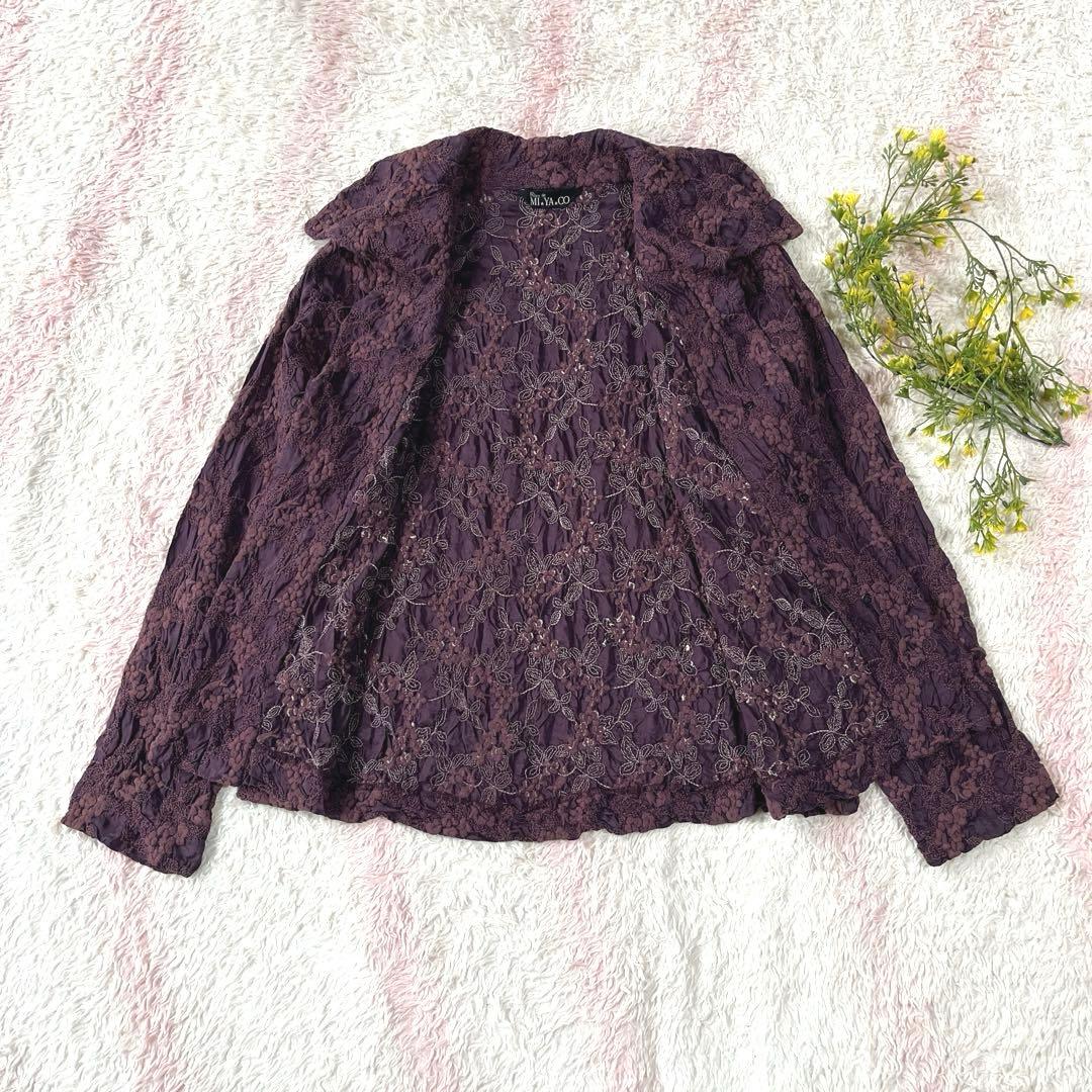 Reve de MIYACO ☆絹100% 総刺繍ブラウス 羽織り☆Fサイズ