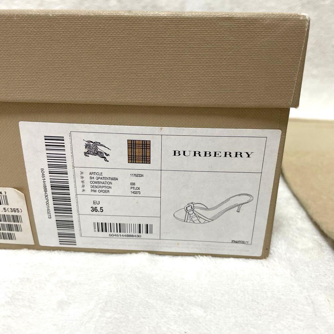 希少✨極美品バーバリー　ミュール　サンダル　36夏　ワインレッド　エナメル　金具