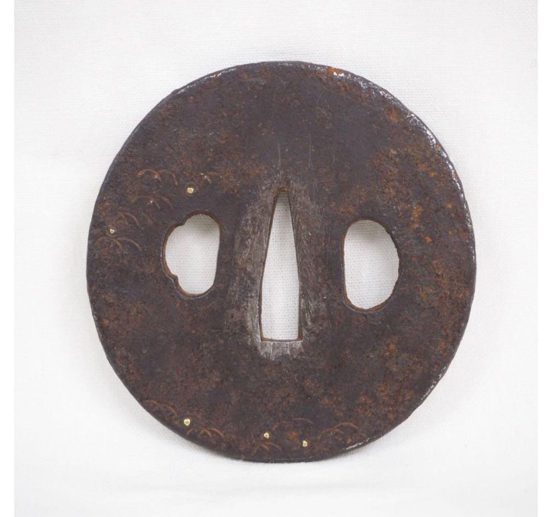 送料無料　江戸時代　星座象嵌鉄鍔