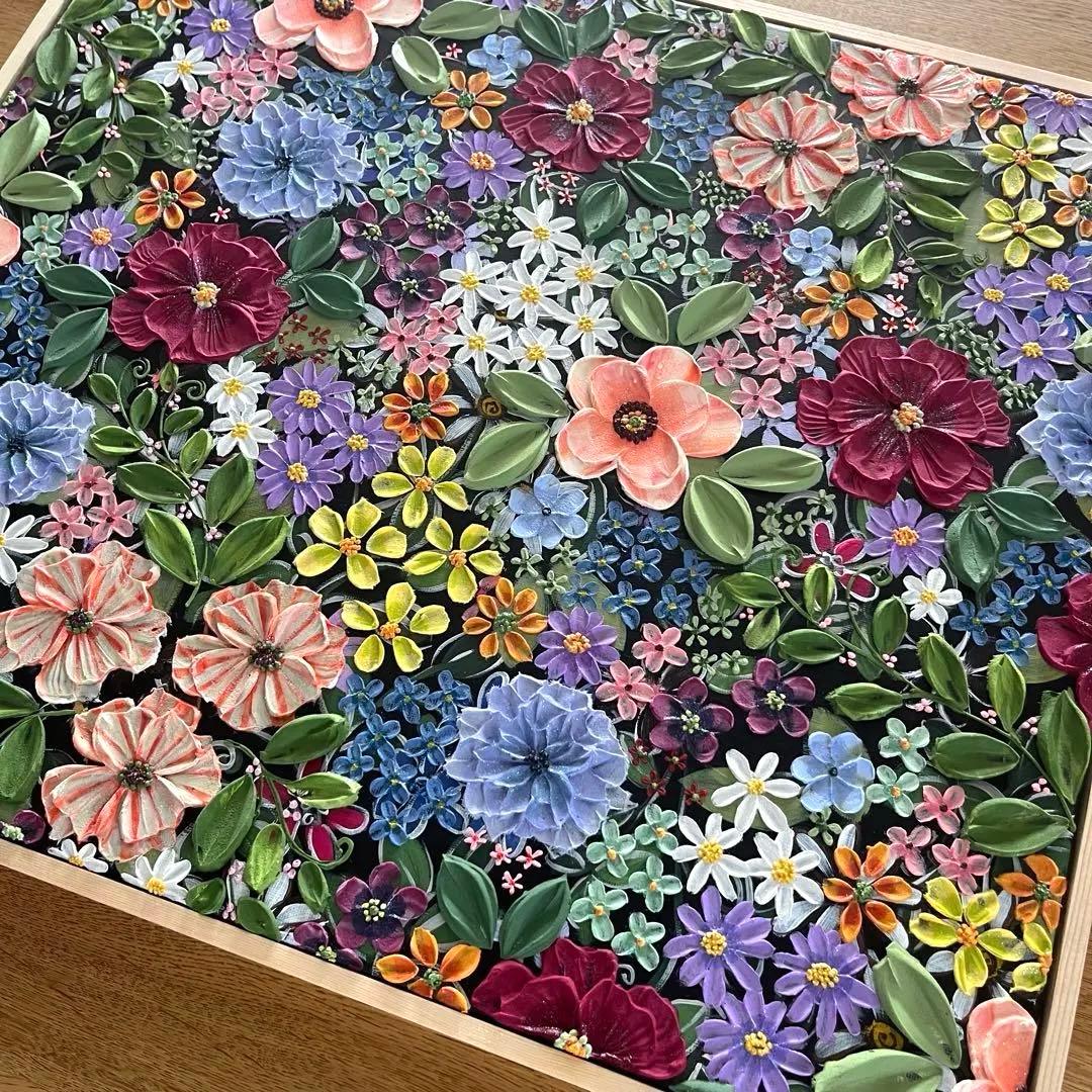 絵画 花の絵 フラワー アート テクスチャーアート ボタニカル ボタニカルアート