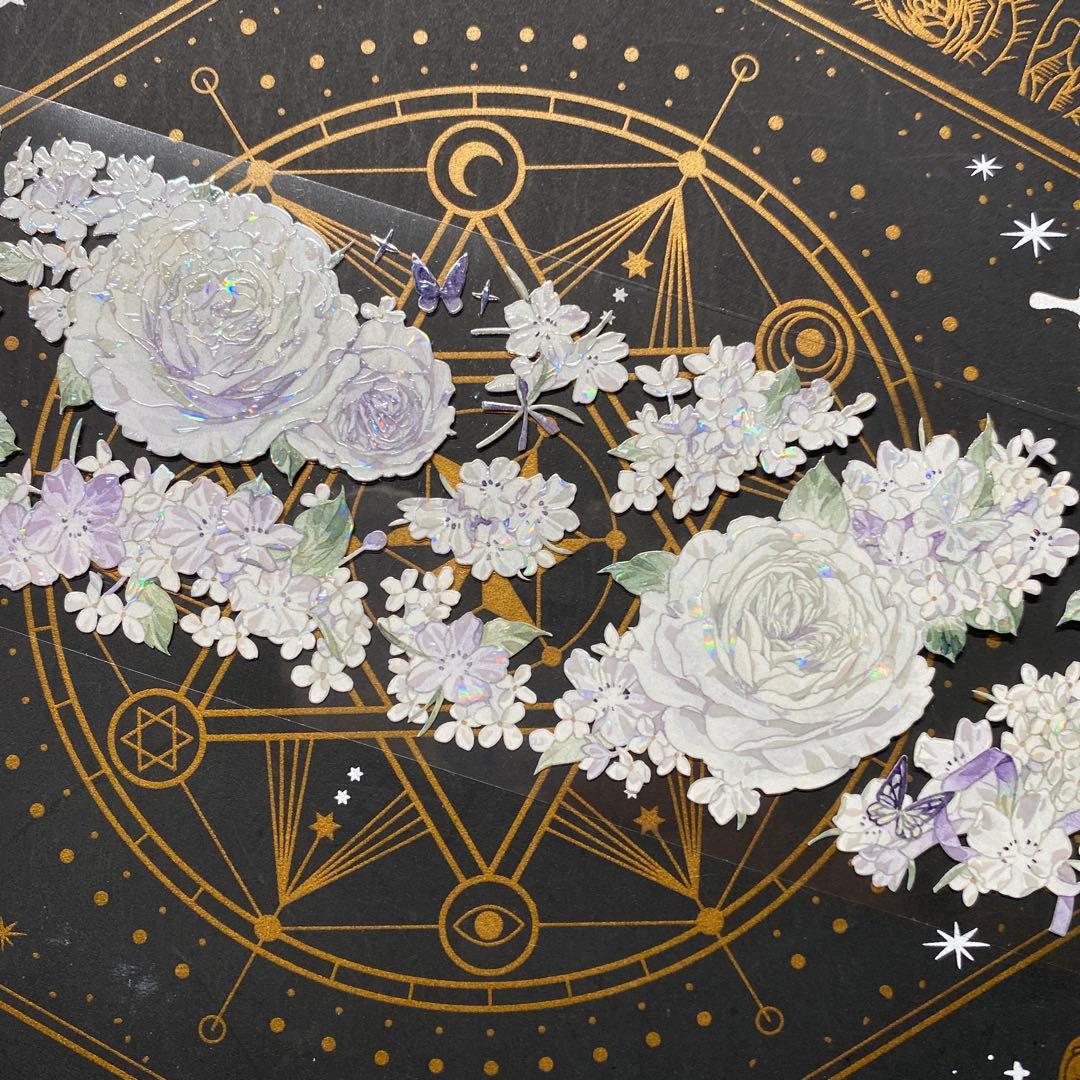 【9249】海外　マステ　中古巻　貝殻光マスキングテープ　お花系　紫