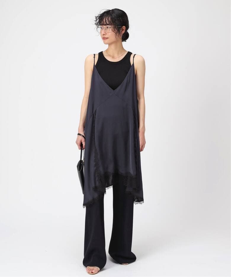 AP STUDIO 今季レースドッキングキャミワンピースNAVY