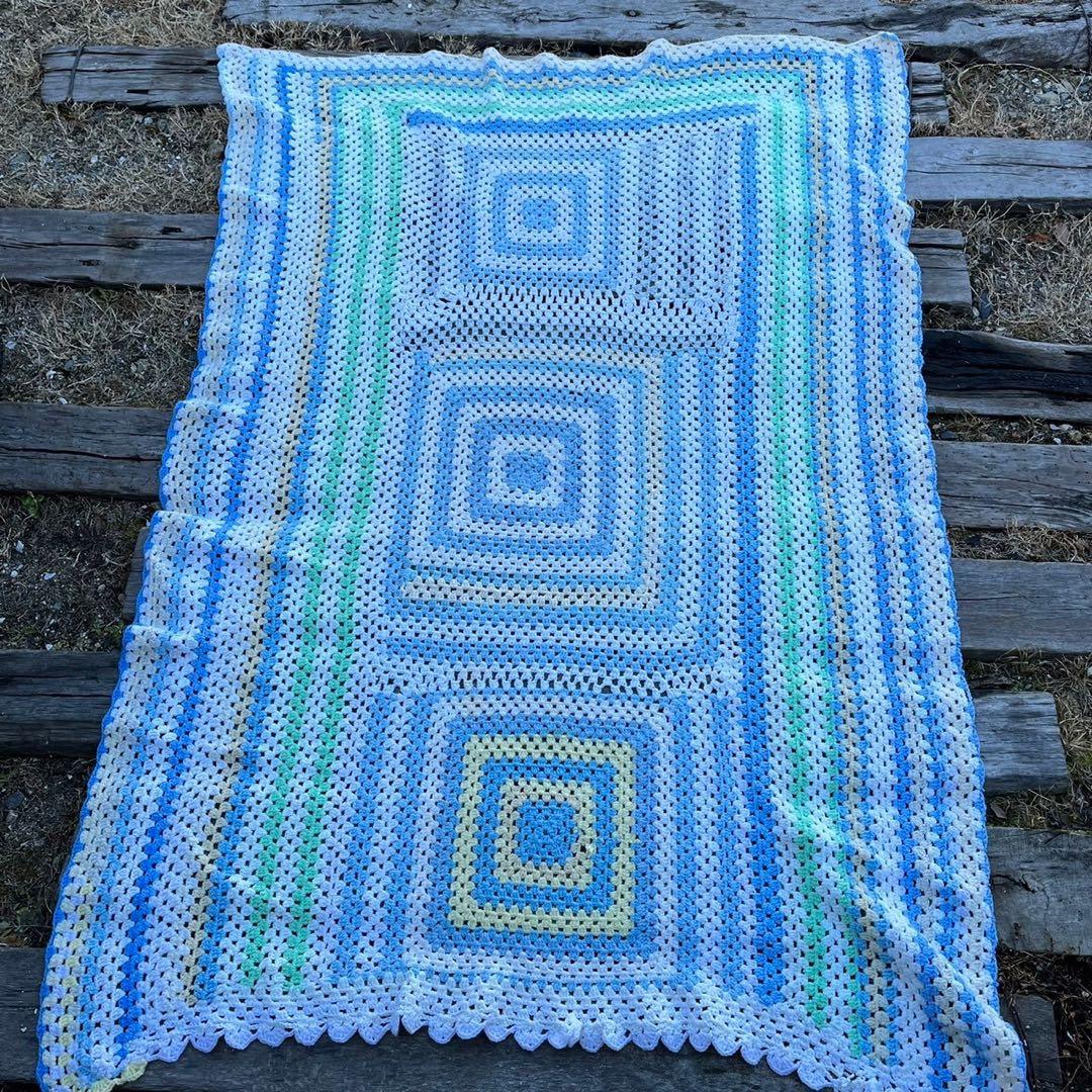 【USA vintage】グラニーブランケット　スクエア　パステルカラー