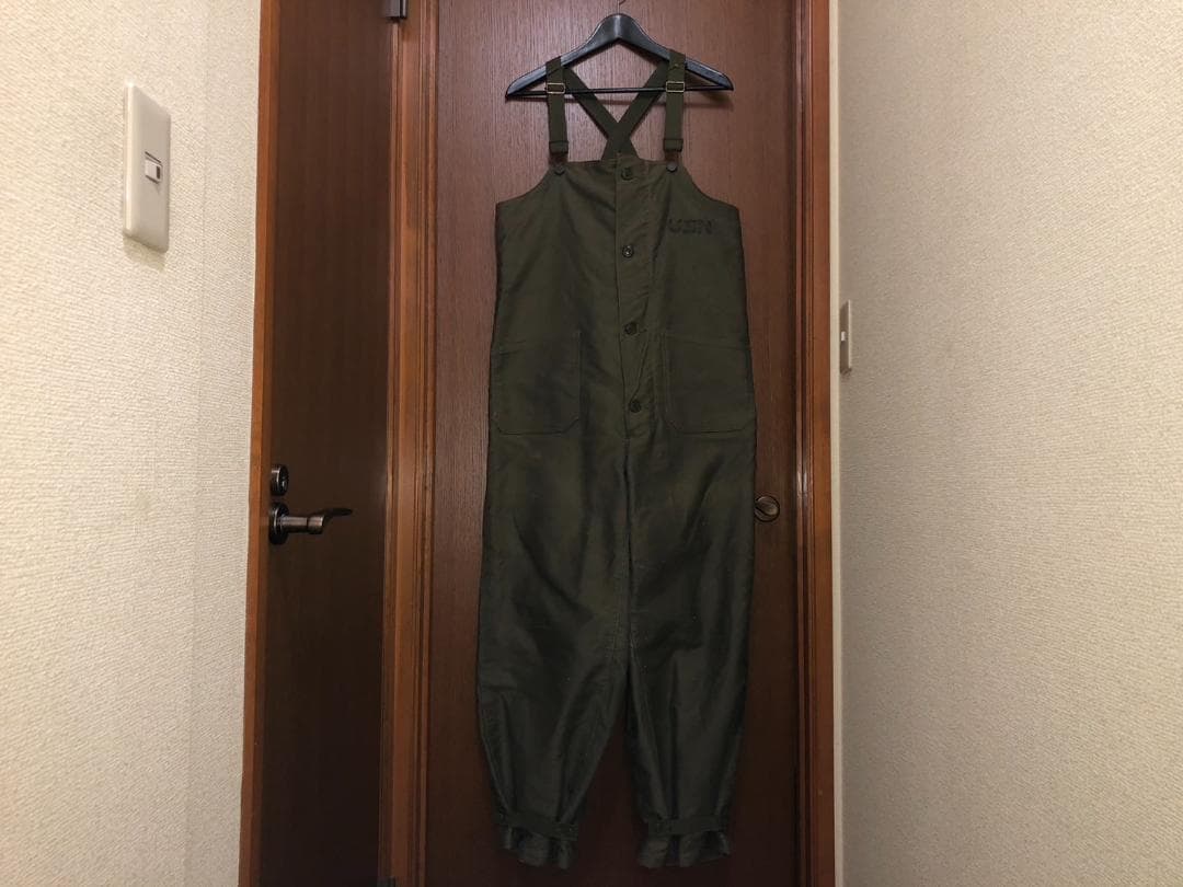 US NAVYデッキパンツオーバーオールUSネイビーTALON古着VINTAGE