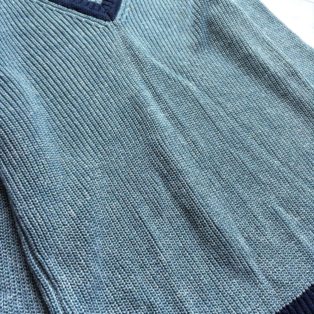 GRAN SASSO イタリア製 ミドルゲージ リネン コットン Vネックニット
