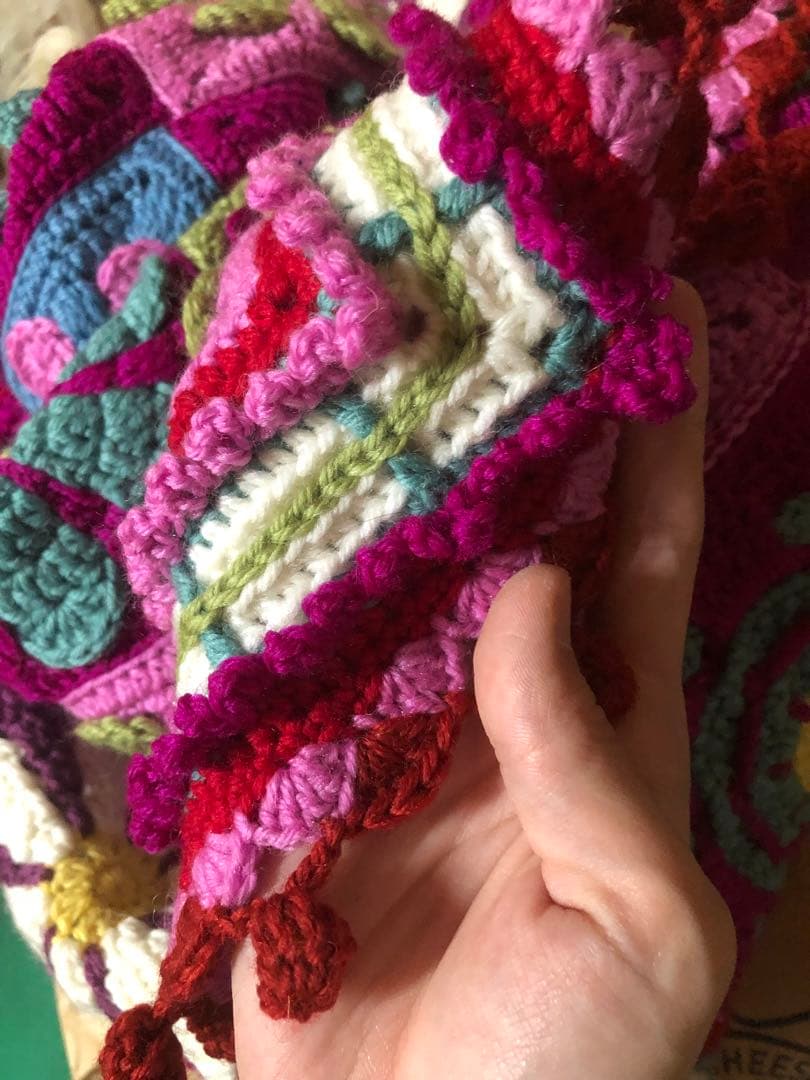 花モチーフレトロブランケット