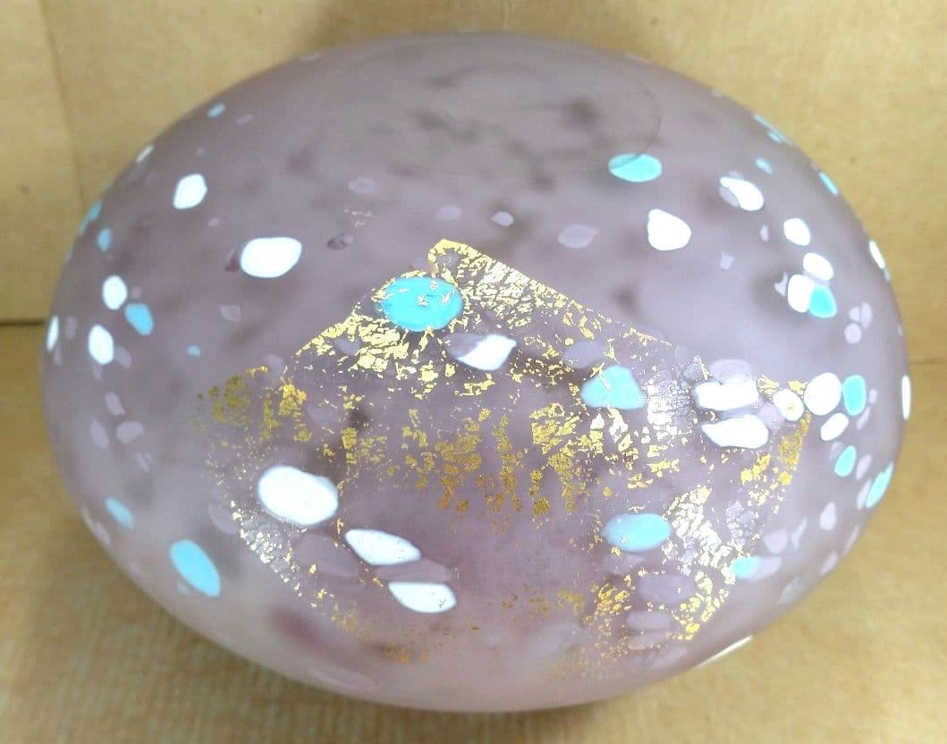 【本物保証】藤田喬平 手吹 金彩 花瓶(薄紫系) 共箱 栞 デパートカード