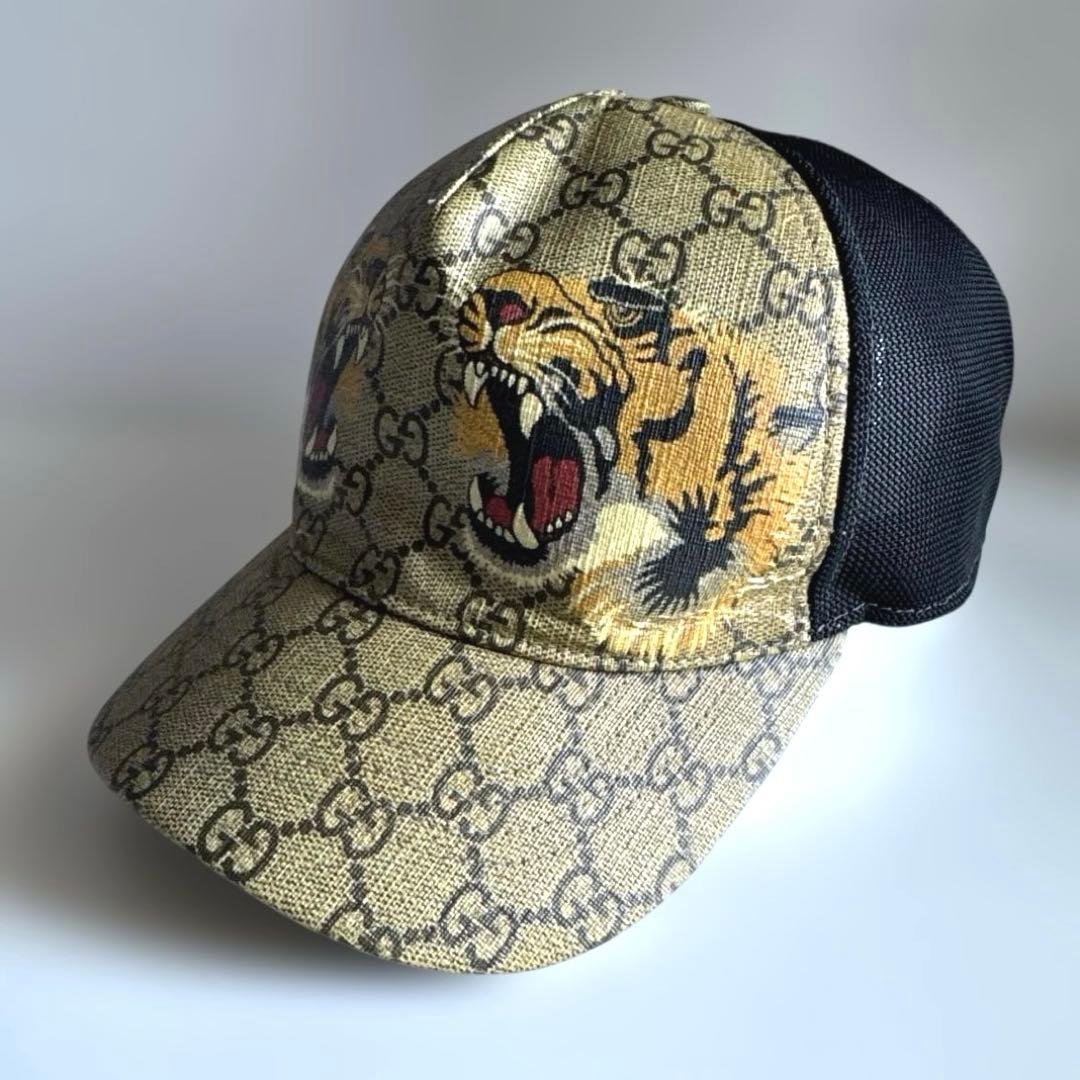 グッチ　アジャスタブルキャップ　タイガー　GGスプリーム　XLサイズ