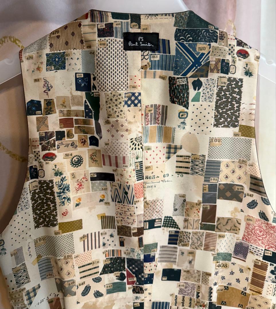 ポールスミス グラフィックフォト 花柄 ウール ジレ ベスト グレー 日本製