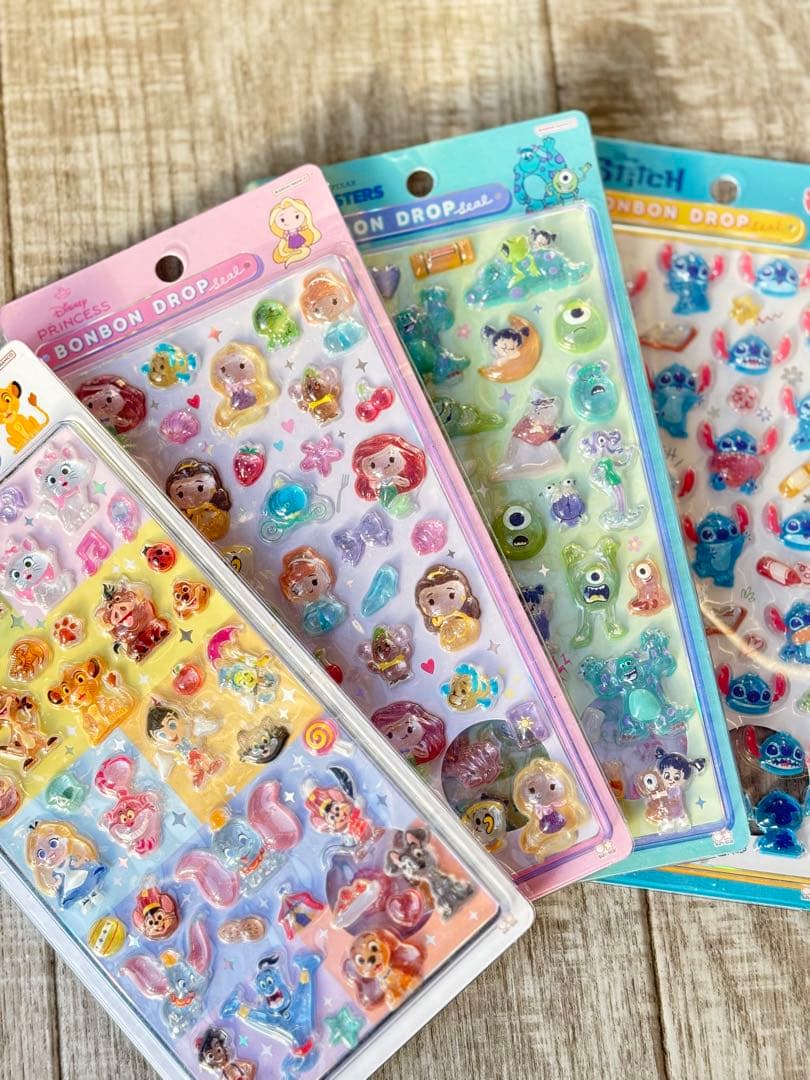 ディズニーボンボンドロップシール　クラシック　プリンセス　スティッチ　モンイン