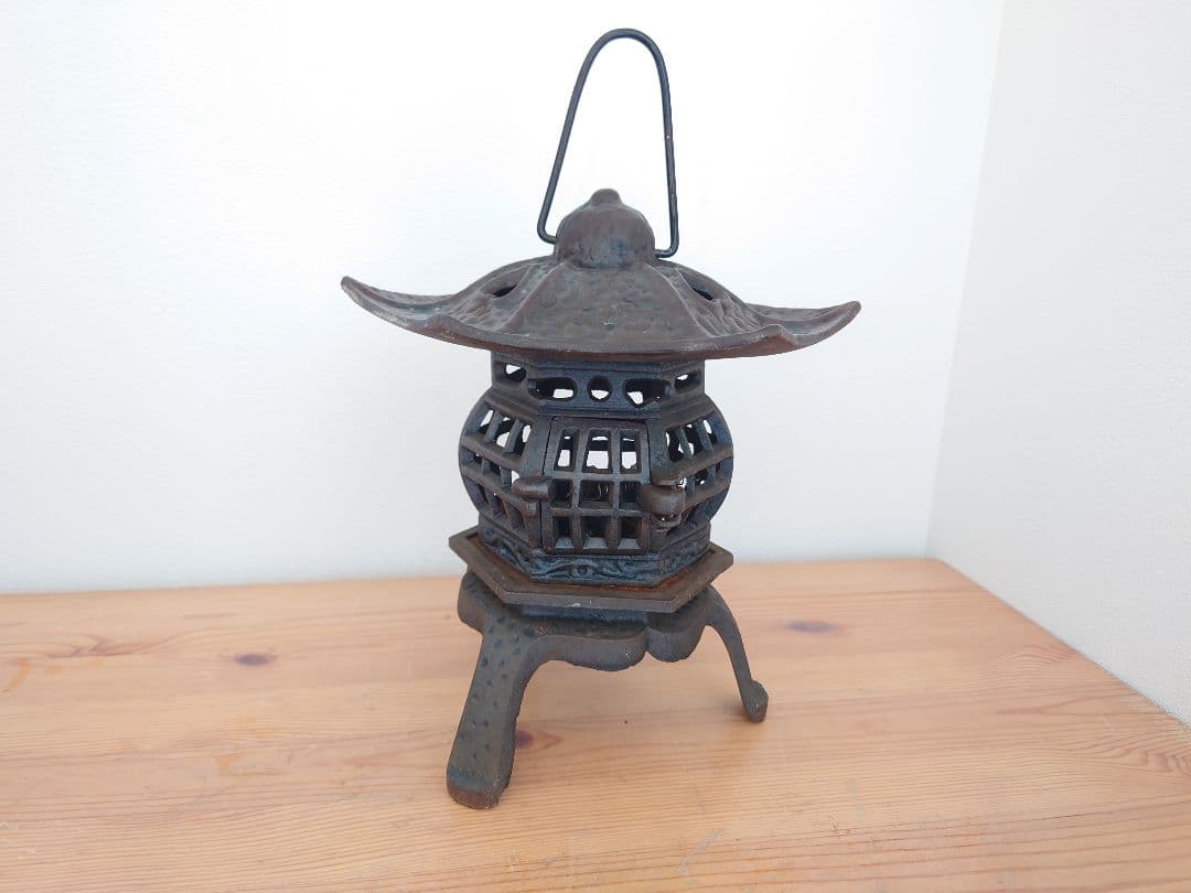 ★昭和レトロ 六角傘 鉄灯籠★古鉄 錆あり 古道具 アンティーク 吊り/置き