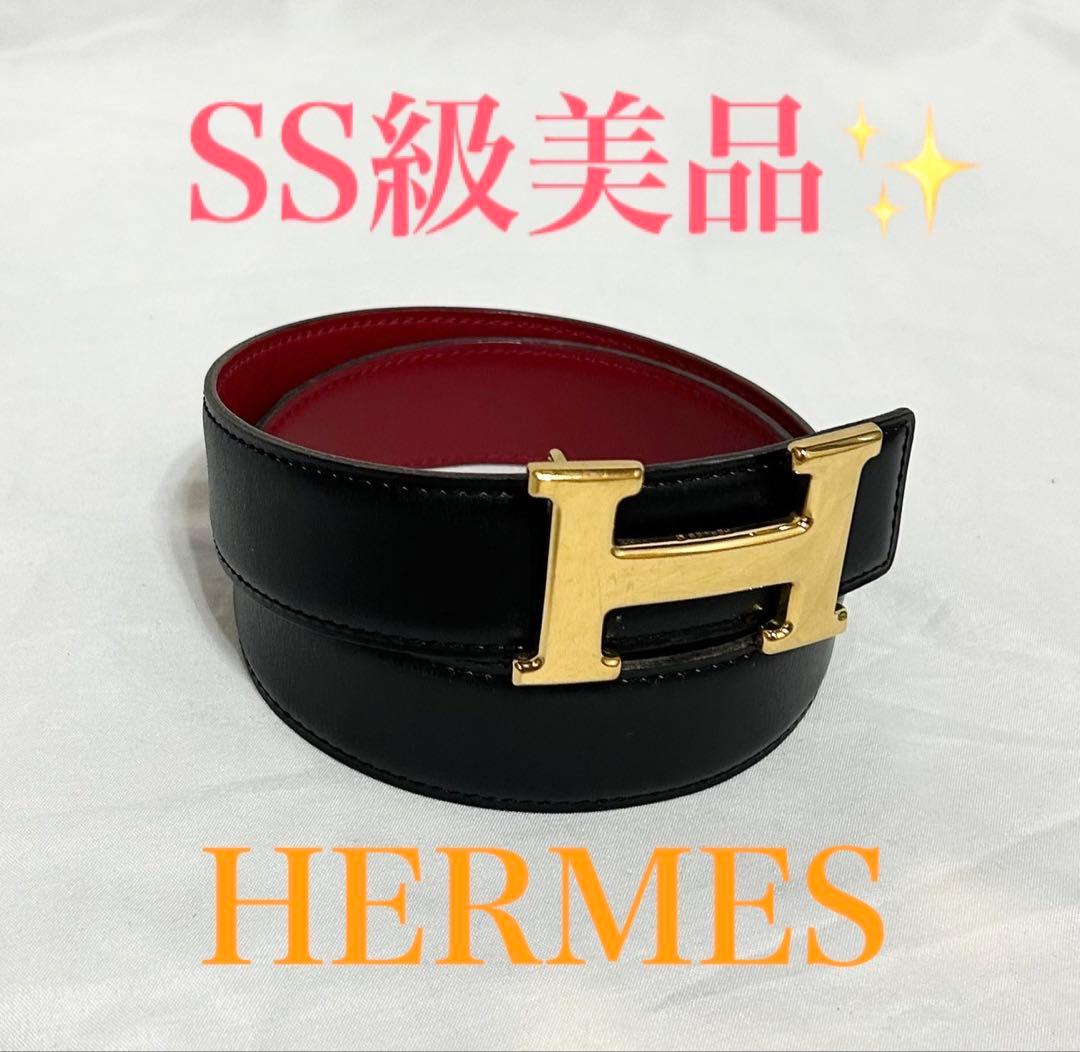 新品同様❗️ HERMES エルメス　Hベルト ゴールド金具　65cm　ブラック