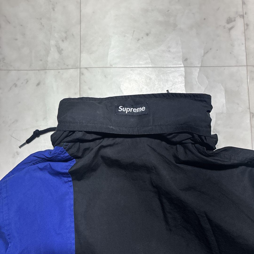 SUPREME ナイロンジャケット　マルチカラー　フード収納　襟ロゴ　赤　青　M