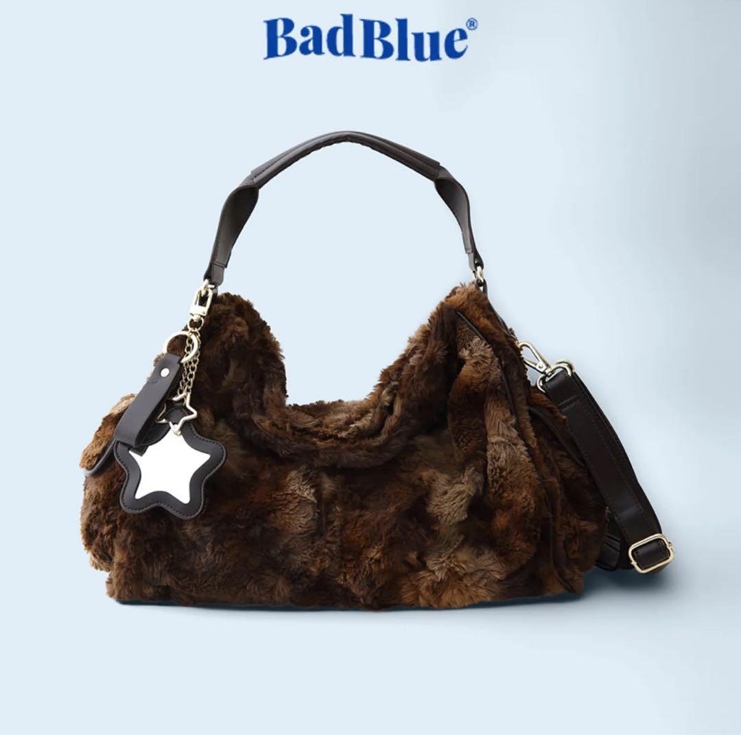 バッグ Bad Blue Eco Fur Pillow Bag (Brown)