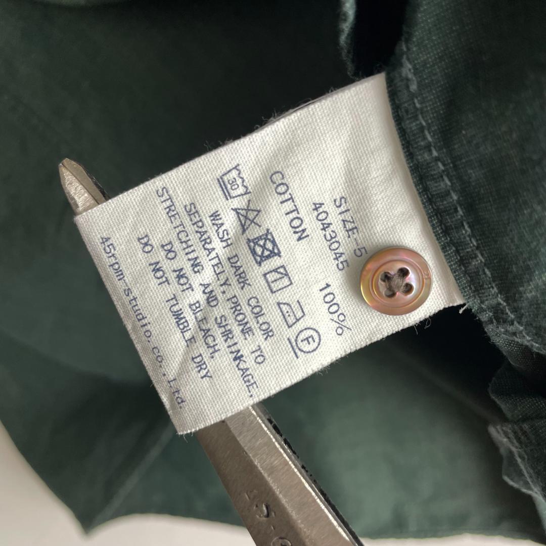 45R (hb) ワイドシャツ 5 ブラウス プルオーバー コットン オリーブ