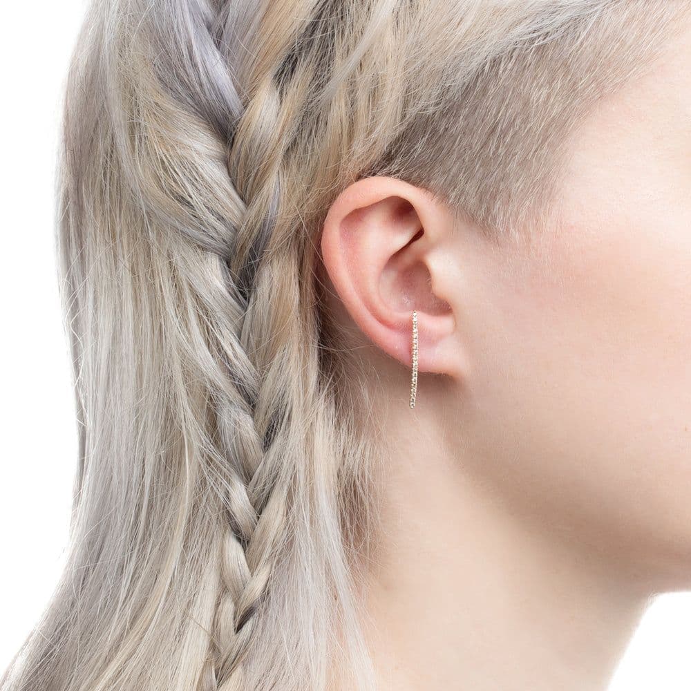 Hirotaka/GOSSAMER ロングバー ダイヤモンド ピアス