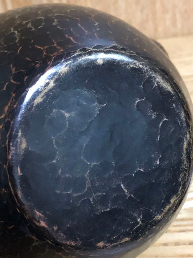 玉川堂造　金古色鎚肌水指　鎚起銅器　未使用品