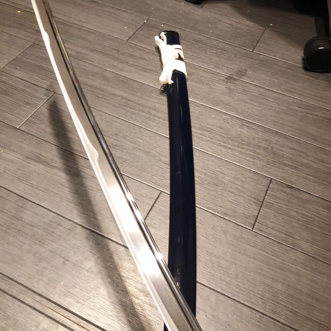 高級模造刀　高級居合刀　樋入り　優勢刃紋刀身　白拵え　亜合金刀身