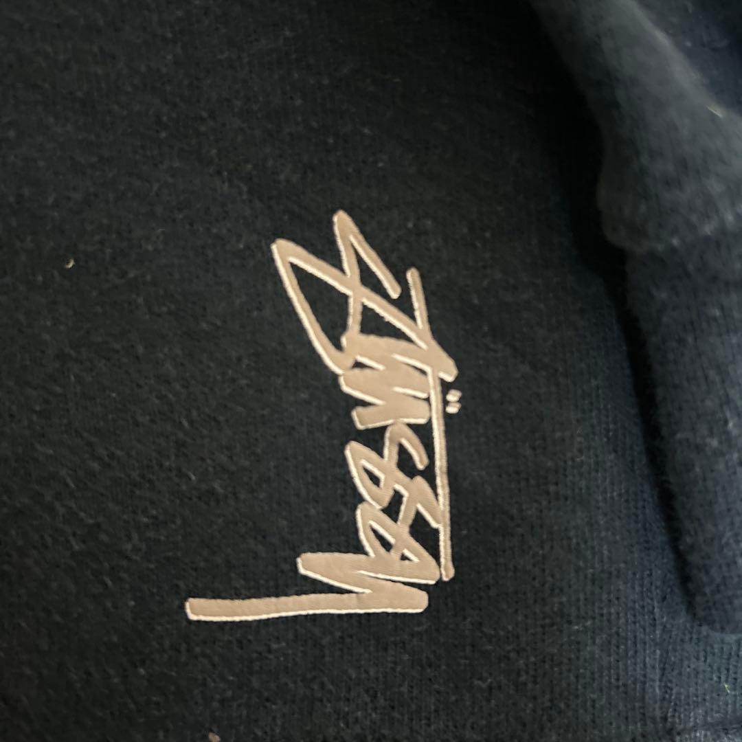 90s STUSSY XL スウェット ネイビー 無地 ワンポイント 紺タグ