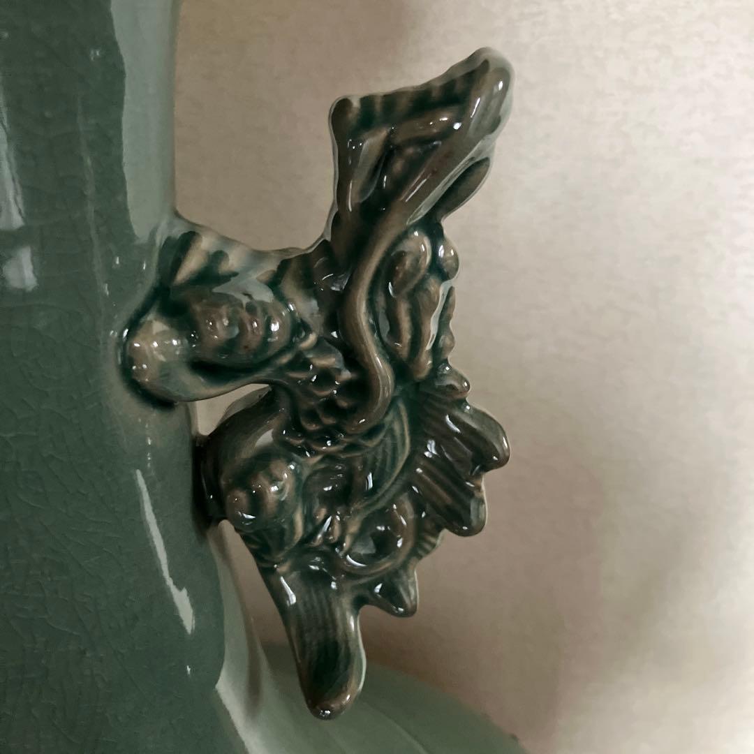 ★2月限定特価【希少•美品】在銘青山作　高麗青磁 特大飾り壺