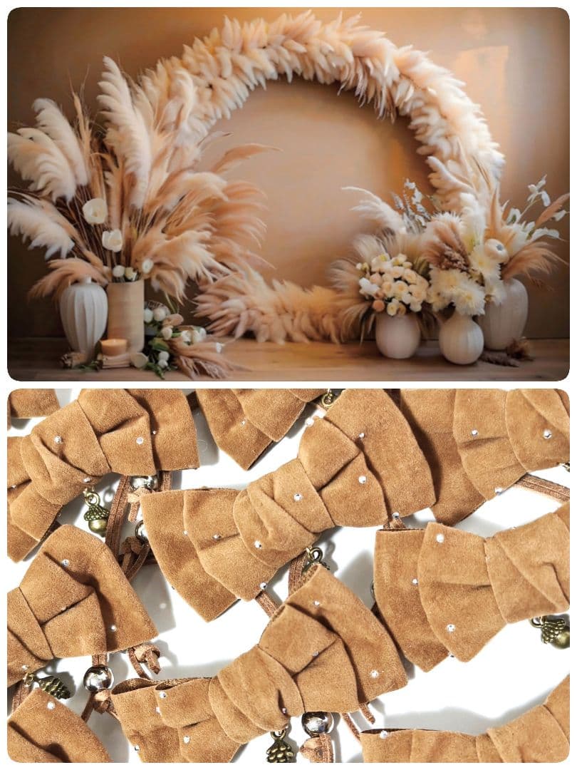 業務用トリミンチョーカー　秋色リボン　70個　11月どんぐり松ぼっくりチャーム