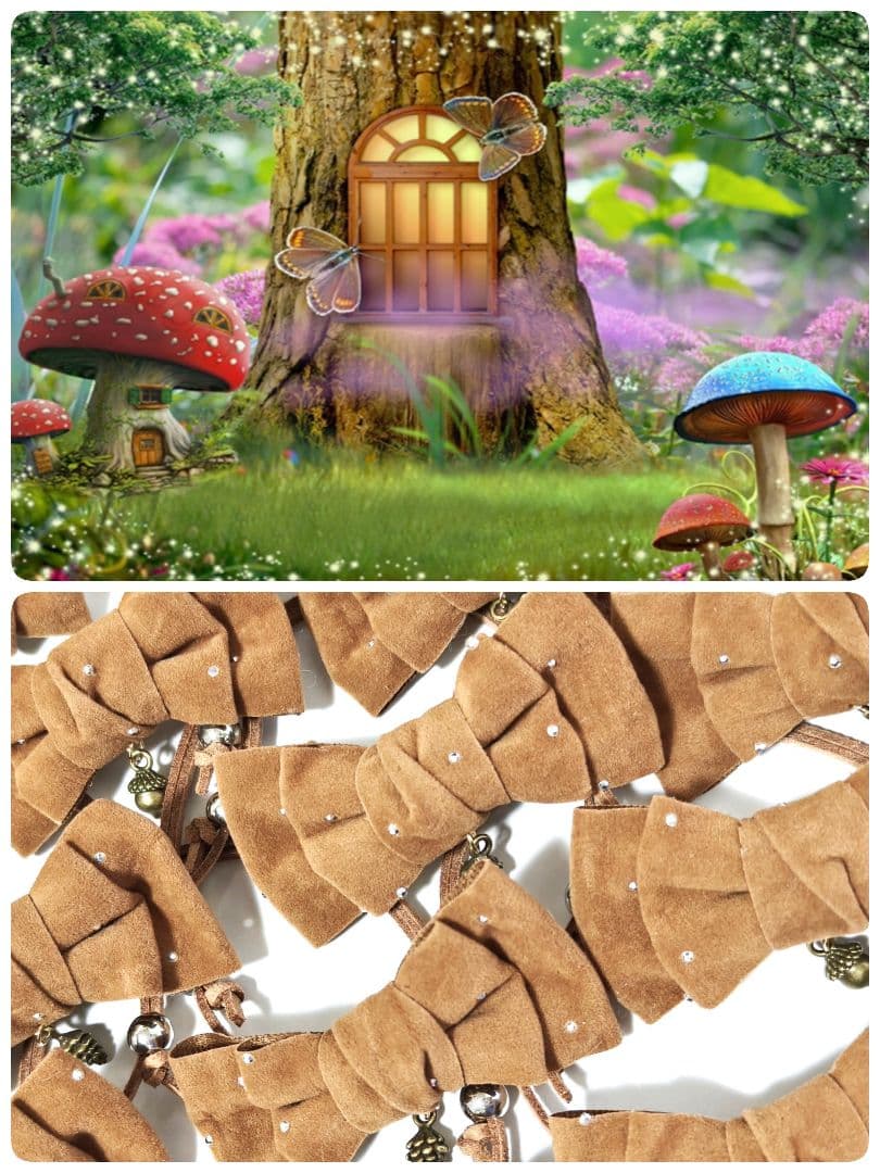 業務用トリミンチョーカー　秋色リボン　70個　11月どんぐり松ぼっくりチャーム