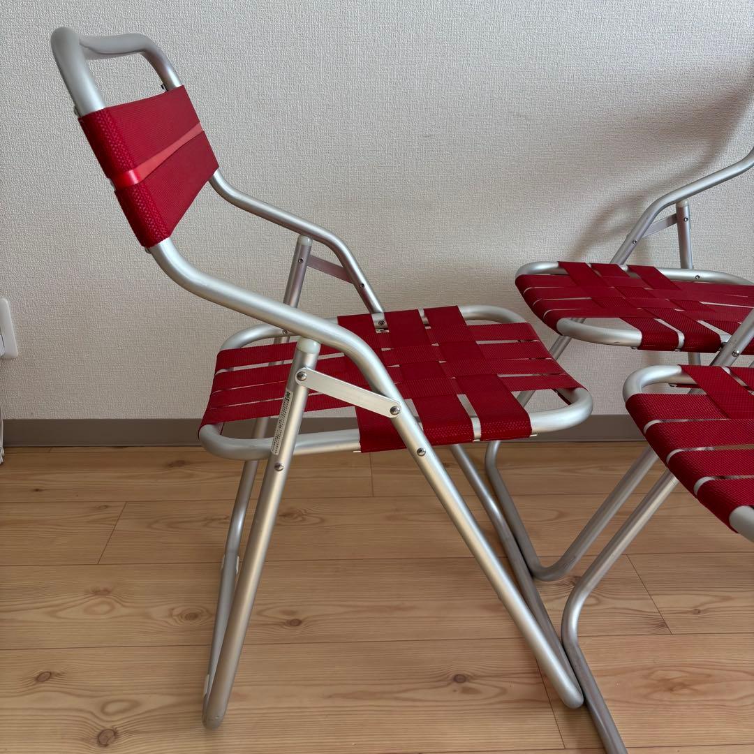コカコーラ　 折りたたみチェア 赤　パイプイス　ヴィンテージ　3脚セッ