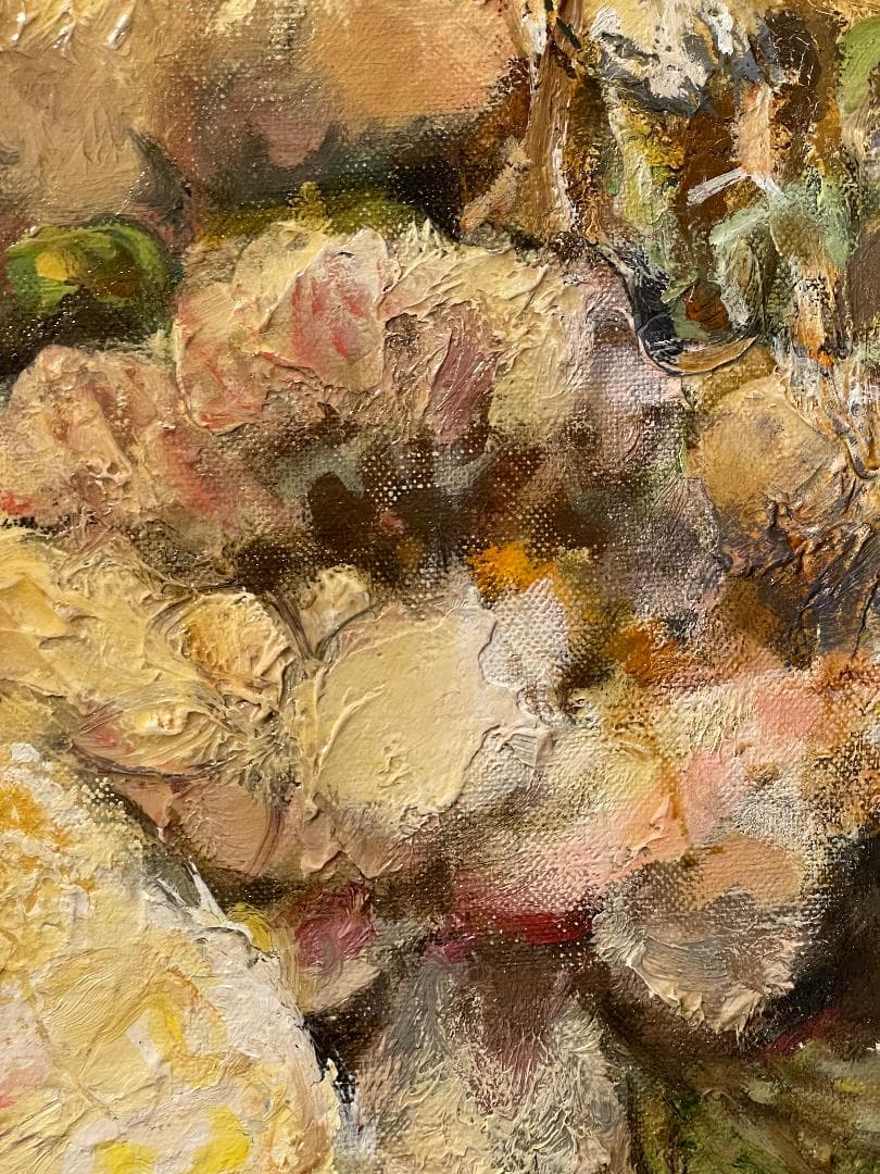 「真作」辻司「牡丹と花嫁」風景画　油彩画　額装　サイン有り　F15号