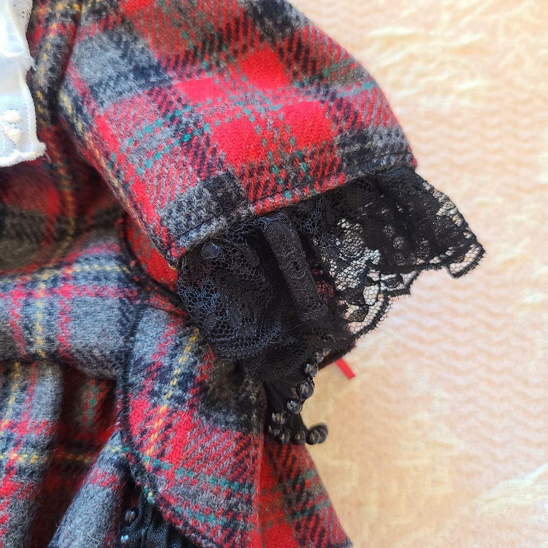 犬服　プルジャム　イングランドウールタータンチェック　コートワンピース