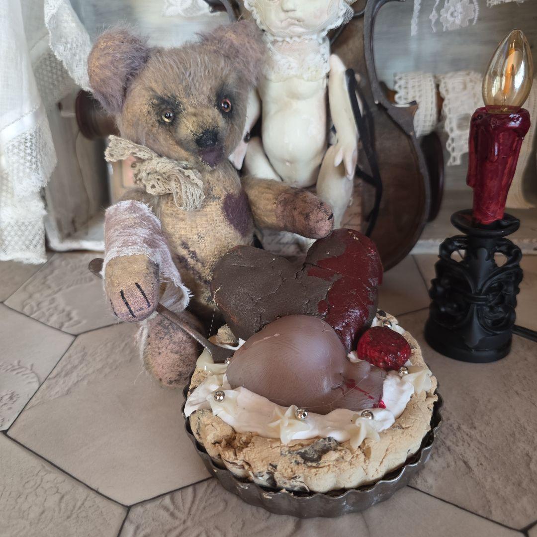 フランス　アンティークテディベア　ダーク　退廃的　シャビー　ブロカント