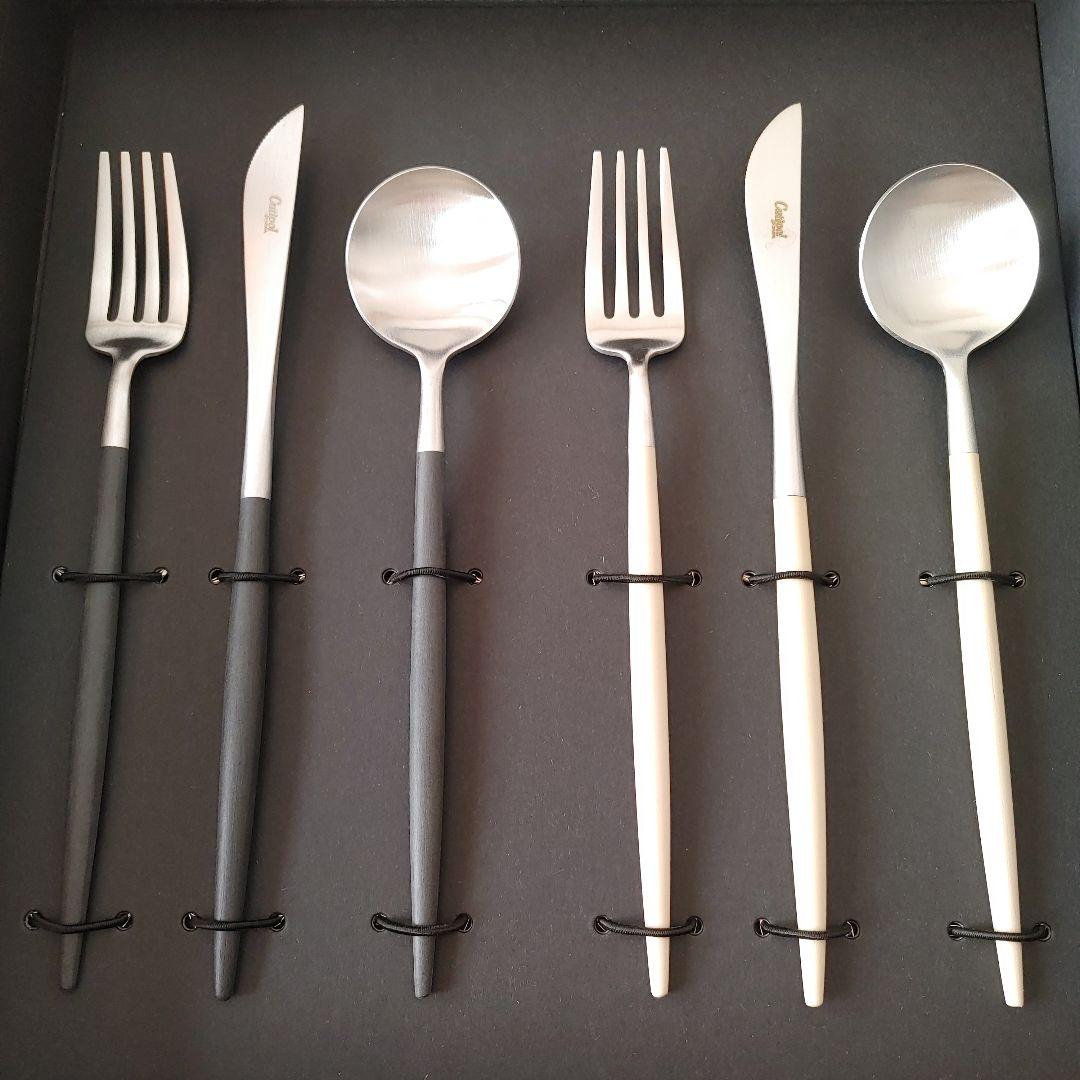 新品未使用 Cutipol＊カトラリーセット 6点 ブラック&オフホワイト